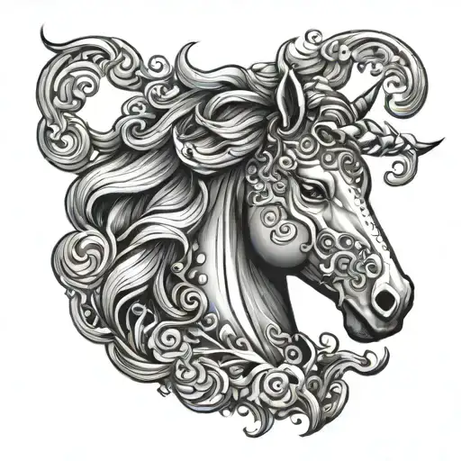 black unicorn smoking a blunt tattoo design idea