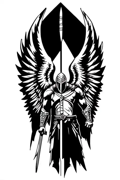 spartan warrior with wings tattoo design idea
