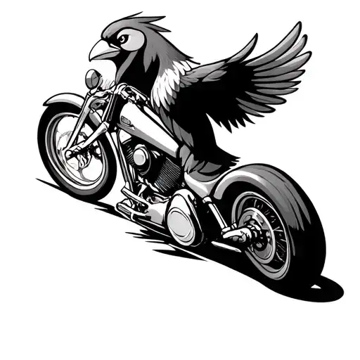 delibird riding a harley davidson motorcycle tattoo design idea