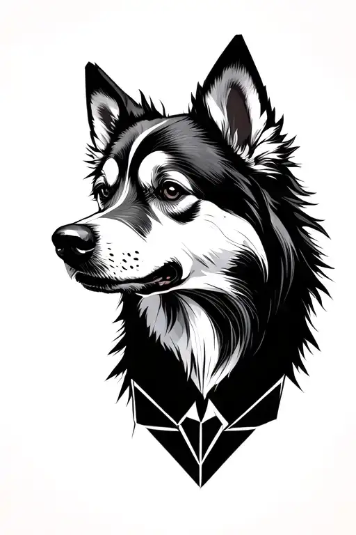 a subtle, connected to soul leaving the body, spitz dog in heaven tattoo design idea