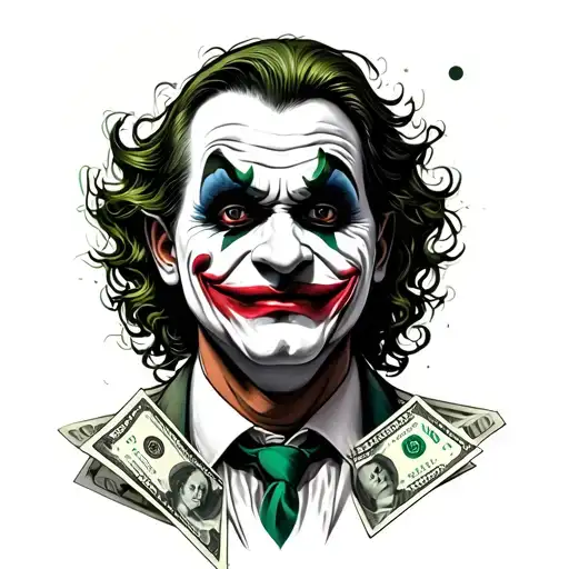 joker face money Ha Ha Ha tattoo design idea