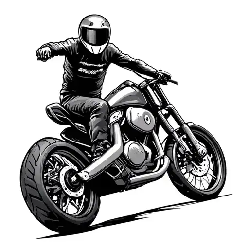 motor bike and harth beat line tattoo design idea