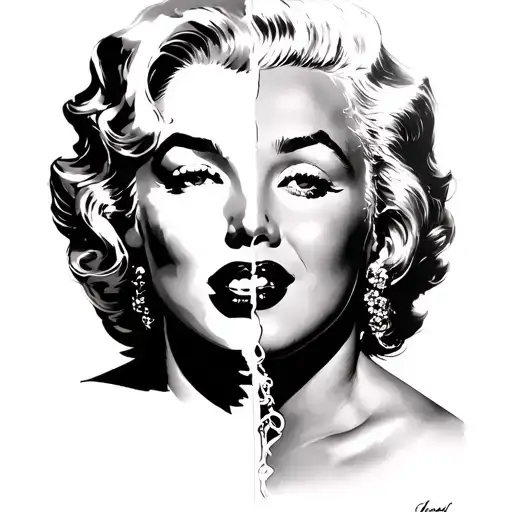 marylin monroe split face/ two tattoo design idea