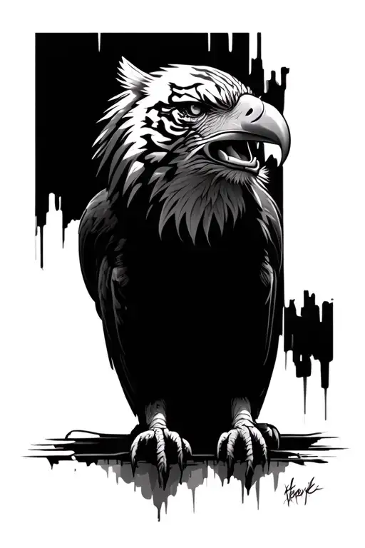 eagle with tiger face tattoo design idea