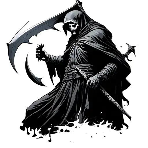 reaper holding a scythe tattoo design idea
