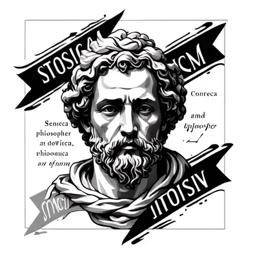 square tattoo with text about stoicism and the philosopher seneca tattoo design idea