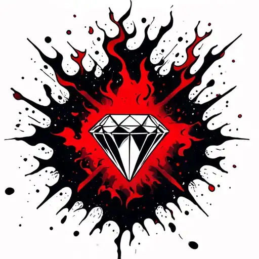 "A diamond surrounded by tongues of fire, symbolizing passion, strength and overcoming difficulties." tattoo design idea