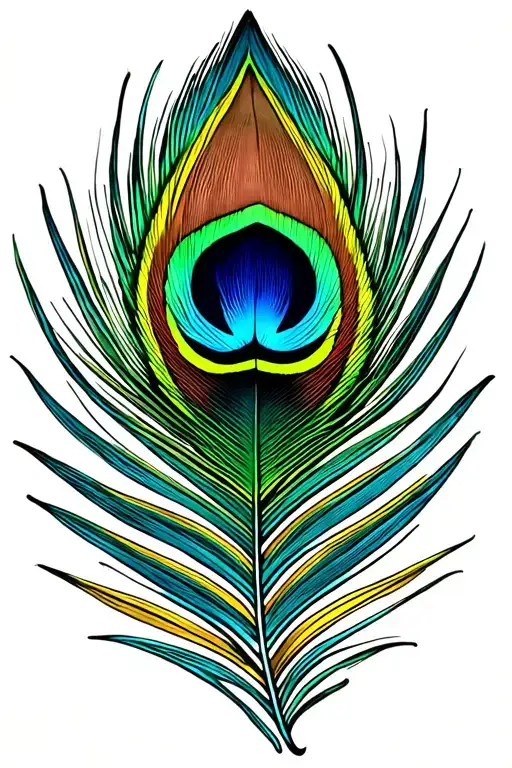 Colourful peacock feather attached tattoo design idea