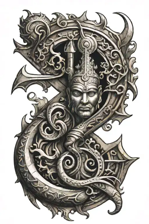 shiv, maa ,trishul and s letter S tattoo design idea