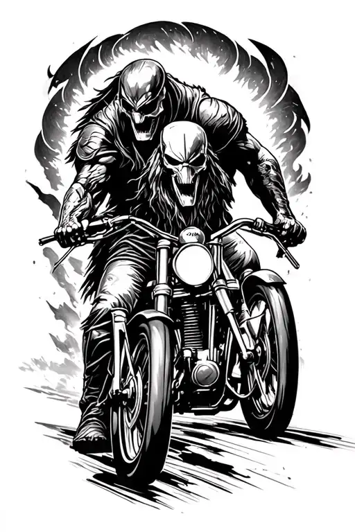 forearm tattoo from four horesman of apocalypse from the game series Darksiders, the horseman rides on motorbike the sty tattoo design idea