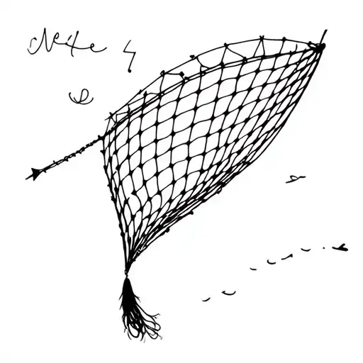 a fishing net with the words “Nette 4 Kids” inside it  tattoo design idea