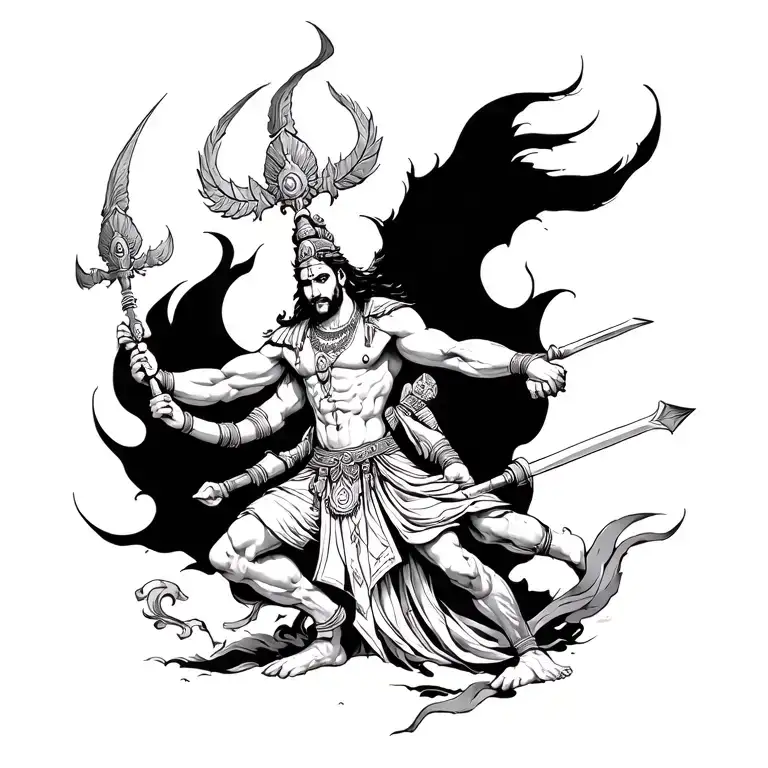 lord Karna engaged in battle tattoo design idea