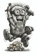 minions running tattoo design idea