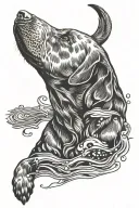 labrador swimming tattoo design idea