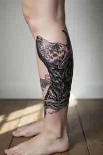 labrador swimming tattoo design idea