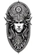 Enki with ancient Sumerian symbols tattoo design idea