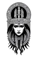 Enki with ancient Sumerian symbols tattoo design idea