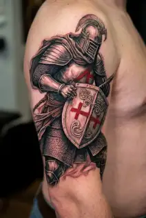 crusader knight tattoo design idea