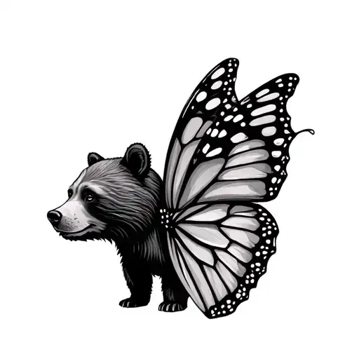 bear and butterfly wings together  tattoo design idea
