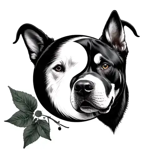 yin and yang symbol formed by a husky and a pitbull tattoo design idea