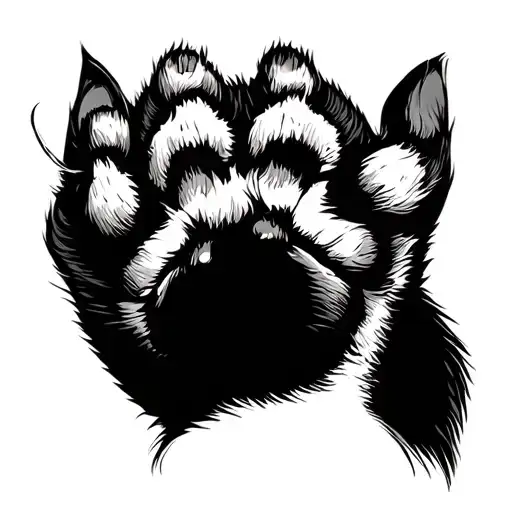cat paw in a hand elements intertwined tattoo design idea