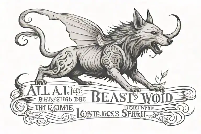 quote " if all the beasts were gone, man would die of loneliness of the spirit tattoo design idea