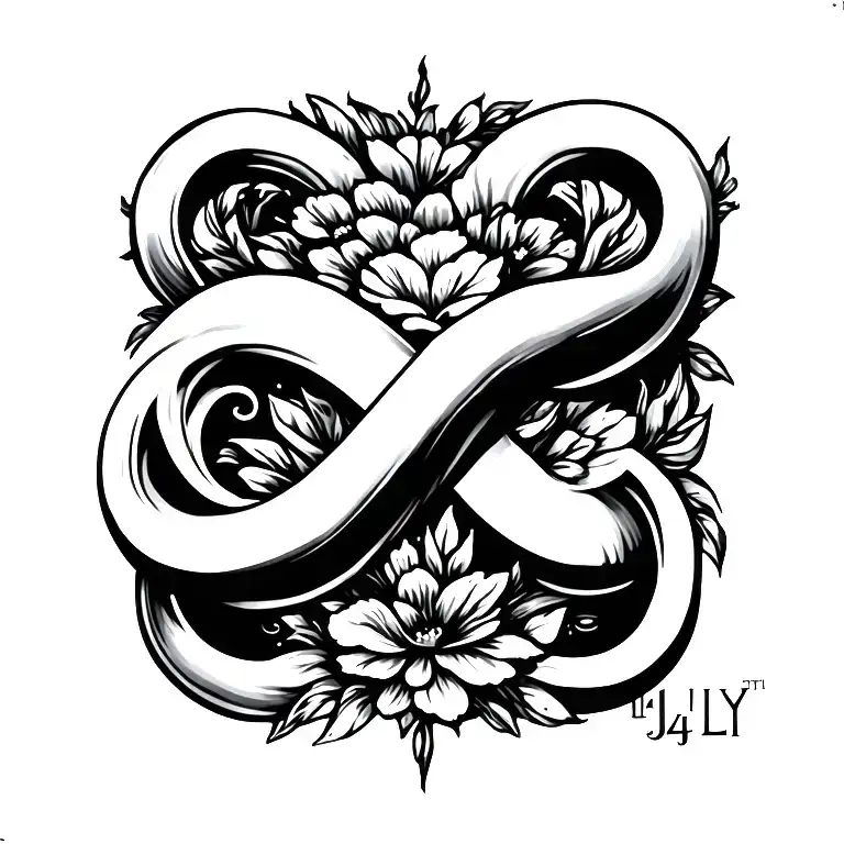 mom birth date 14th july to infinity symbol intertwined tattoo design idea