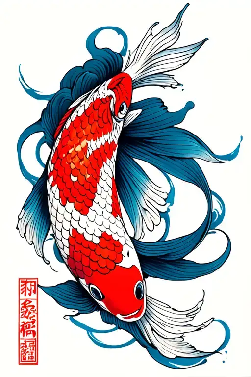 koi fish strength symbol tattoo design idea