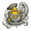 Storm in a teacup with a rubber duck pirate tattoo design idea