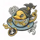 Storm in a teacup with a rubber duck pirate tattoo design idea