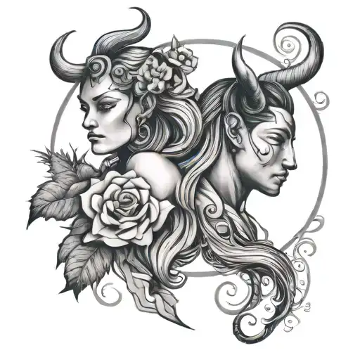 virgo and taurus tattoo design idea