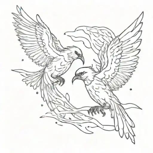 birds fighting tattoo design idea