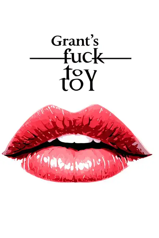 "Grant's fuck toy" lips beside text tattoo tattoo design idea