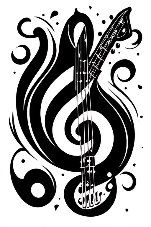 bass guitar bass clef tattoo design idea