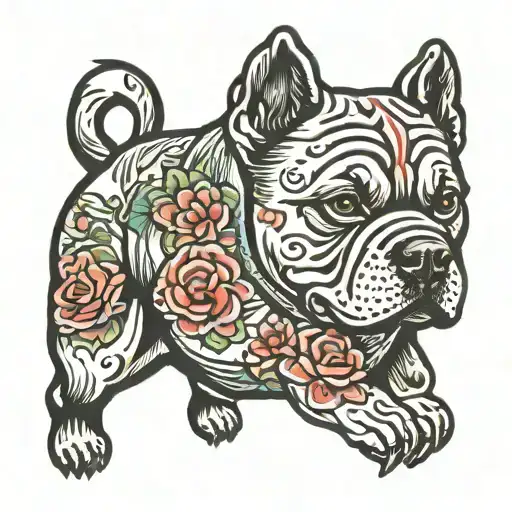 american bully dog tattoo design idea