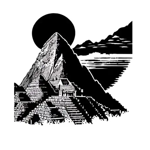 machu picchu silhouette tattoo design idea