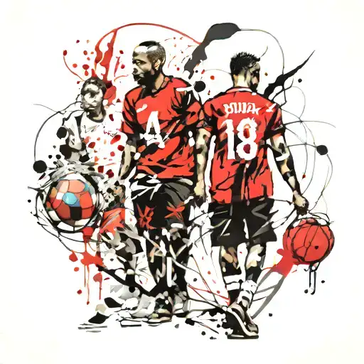 Black father holding son hands walking with matching jerseys on  tattoo design idea
