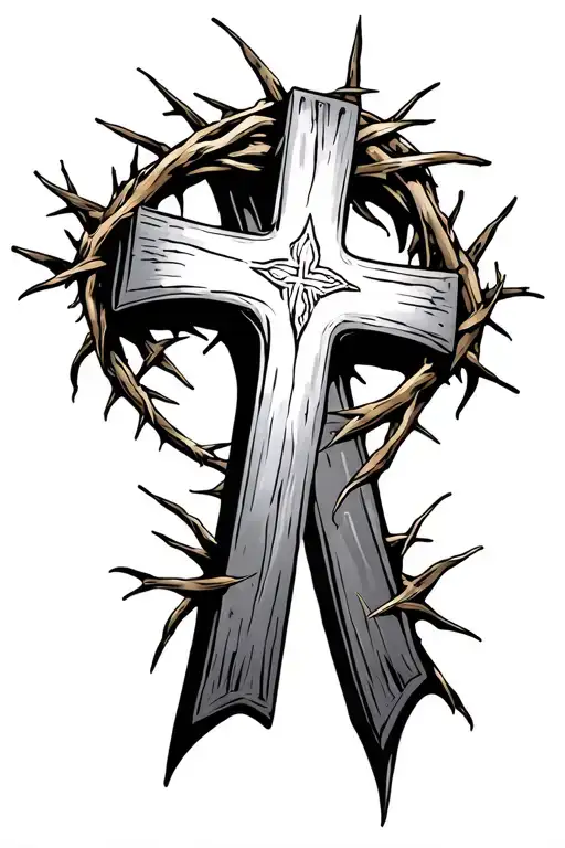 3 nail cross with crown of thorns with isaiah 41 10  tattoo design idea