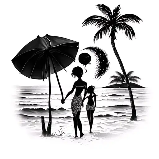 beach theme mother and daughter tattoo tattoo design idea