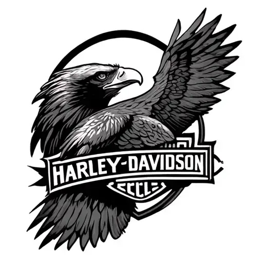 harley Davidson logo with eagle perched tattoo design idea