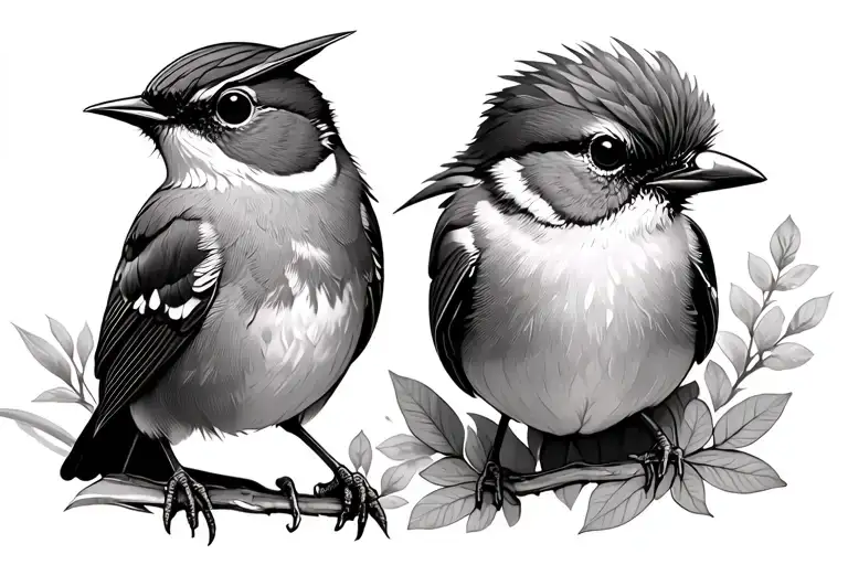 wren and lark bird tattoo design idea