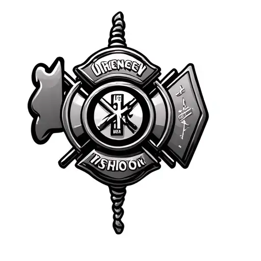 fireman badge, army ring and army dog tags tattoo design idea