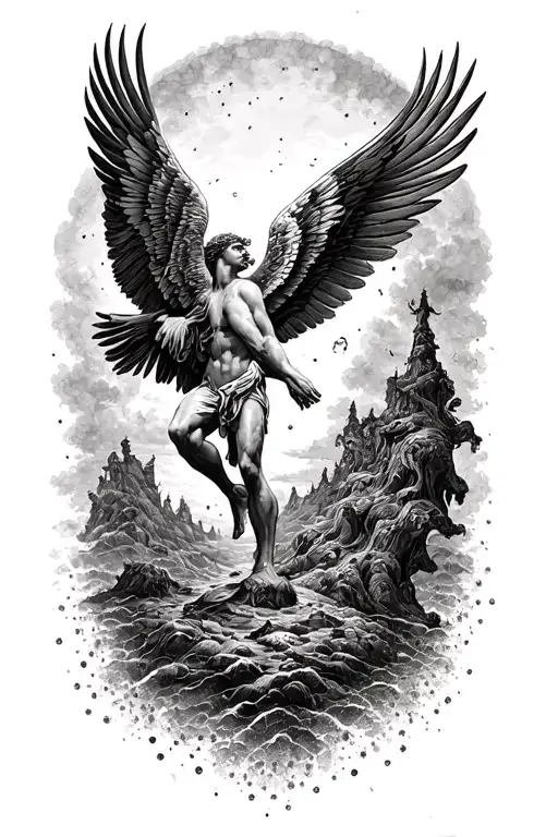 the fall of icarus tattoo design idea