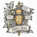lanturn with ribbon below saying "This to shall pass" tattoo design idea