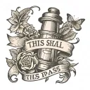 lanturn with ribbon below saying "This to shall pass" tattoo design idea
