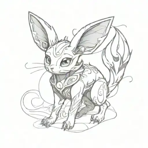 umbreon pokemon looking forward whole body shaped like tattoo design idea