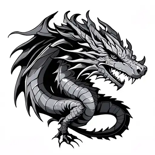 mechanical dragon tattoo design idea