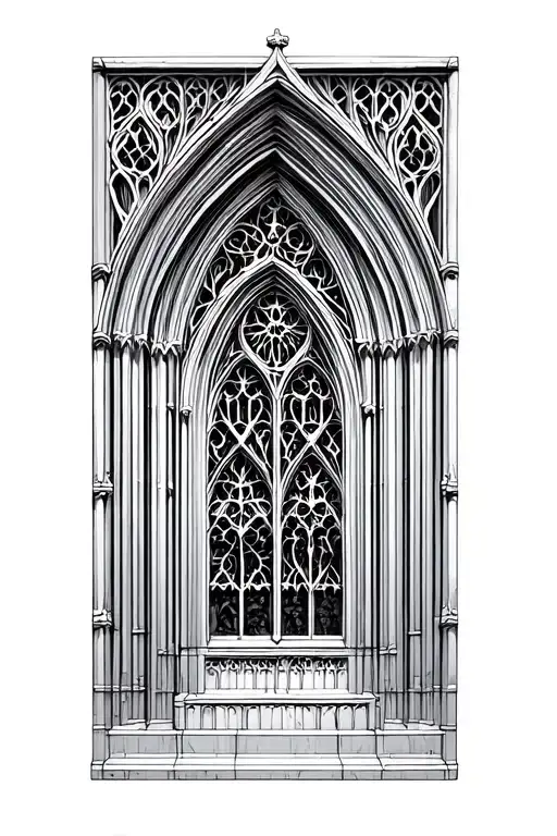 gothic cathedral window looking tattoo design idea