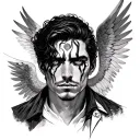 Miguel Angel's face with the eyes of the fallen angel tattoo design idea