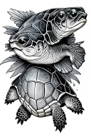 turtle and flounder tattoo design idea